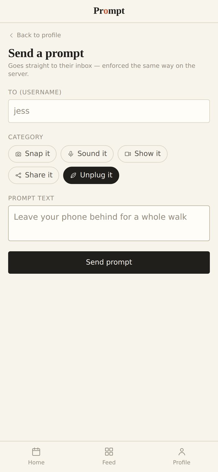 Sending a prompt in the app